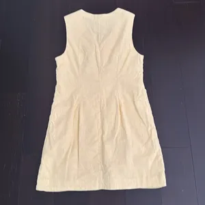 Abercrombie & Fitch Sleeveless Button-Front Yellow Linen Dress thumbnail 3