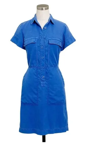 J. Crew Factory Drapey Oxford mini collared blue button down‎ mini dress 8 thumbnail 1