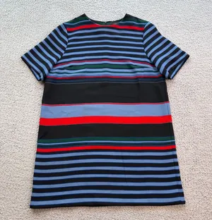 Zara Woman Multicolor Striped Shift Mini Dress Size Large Short Sleeve thumbnail 1