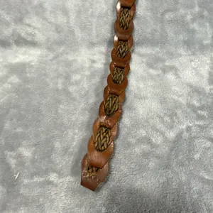 VTG Women's Braided Belt Small Brown Genuine Leather Chain Style Brass Buckle‎ thumbnail 6