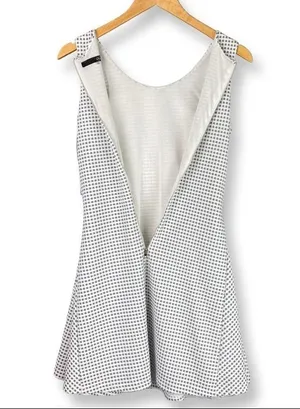 Sugar Lips Sleeveless Skater Mini Dress Textured Check Print Blue White Spring Summer Small thumbnail 6