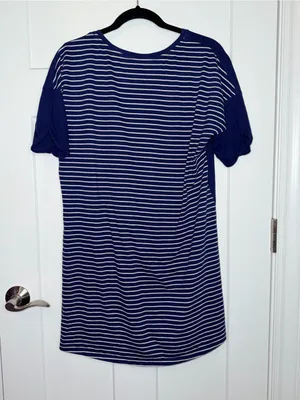 Victoria’s Secret Solid and Striped Short Sleeve Sleep Shirt thumbnail 2