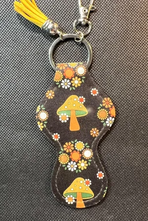 Handmade Retro Mushrooms Chapstick Lipstick Holder Keychain thumbnail 1