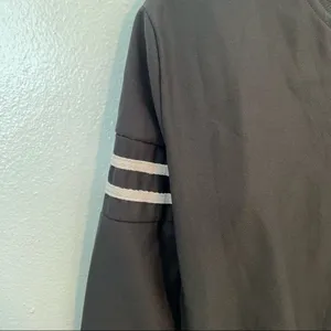 Women's Size Medium Stand Collar‎ Buttons Crop Coat Black White Long Sleeve Snap thumbnail 7