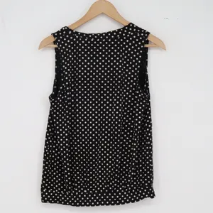 Talbots Top Womens M Sleeveless V-Neck Black Polka Dot Draped Knit Excellent thumbnail 4