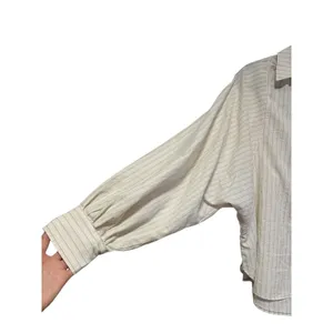 Max Studio London Button Down Shirt Medium Ivory Striped thumbnail 4