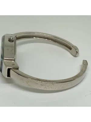 Silver tone quartz analog women cuff bracelet watch 20mm bracelet 7” running thumbnail 3