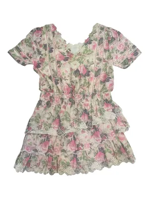 LoveShackFancy Mavis Floral Mini Dress - Pink & Lavender thumbnail 5