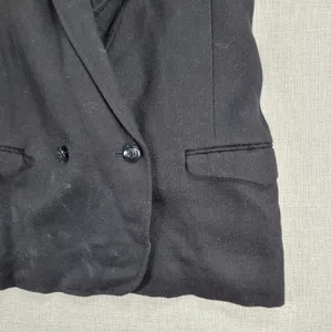 Gap Womens Vest Large Black Wool Blend Plunging Neck Waist Tie Double Breasted thumbnail 11