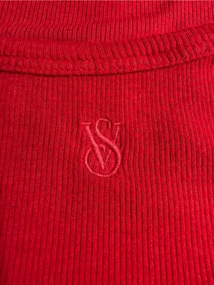 Victoria’s Secret Red Ribbed Tank Top Logo Y2K Basic Size Medium thumbnail 6