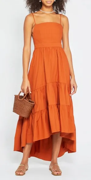 O.P.T. Dionne Cotton Tiered Boho Midi Dress in Rust Size Large NWT Cottagecore thumbnail 1