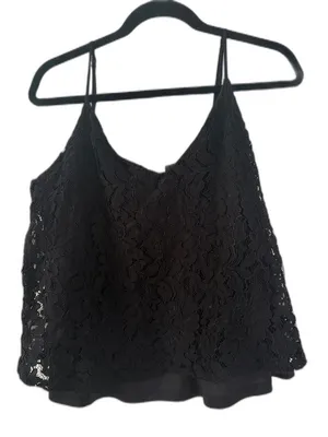 Socialite Black Lace Cami Camisole Tank Top Blouse Size XL / 14 16 thumbnail 1
