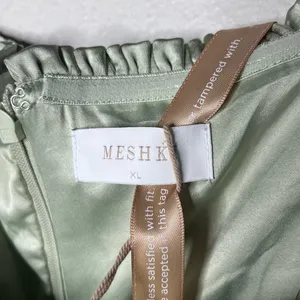 NEW Meshki Sage Green Ruched Petals Larissa Strapless Satin Maxi Dress thumbnail 9