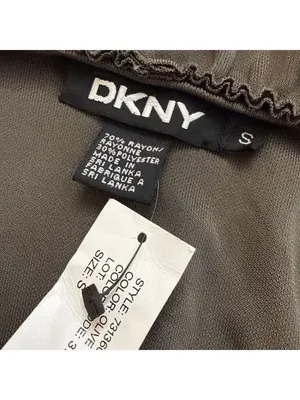 DKNY Olive Green Sleeveless V-Neck Ruffle Blouse Small thumbnail 4