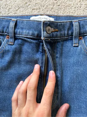 Abercrombie and fitch denim blue mini jean mid rise summer festival short sz 28 thumbnail 4