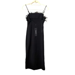 ELLIATT Harley Feather Trim Midi Dress‎ NWT Sz XS thumbnail 5