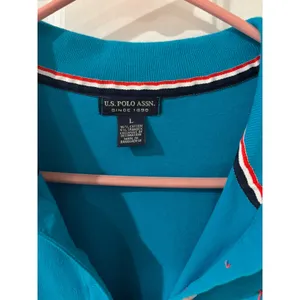 US Polo Assn Womens Blue Polo Dress Short Sleeve Pink Logo Sz Lg Pool Beach thumbnail 2
