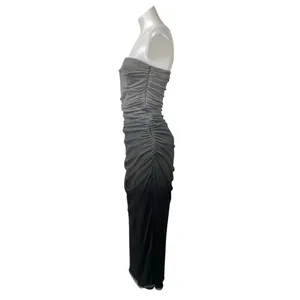 Zara Gray Black Ombre Strapless Tube Bandeau Sleeveless Drape Midi Dress Size L thumbnail 2
