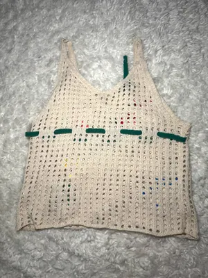 Crochet Flower Tank Top Tan thumbnail 2