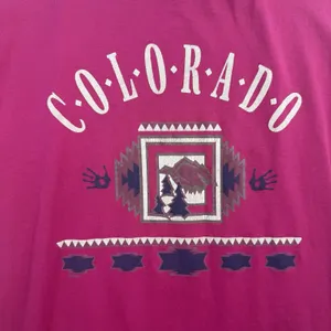 Source Unknown 90s‎ Vintage L Large Colorado Graphic T-Shirt Tee Pink Single Stitch Crew Neck thumbnail 3