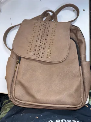Chocolate Brown Large Backpack Purse w/ Decorative Nailheads thumbnail 4