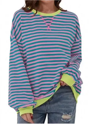 Pink and green striped crewneck Multiple Size M thumbnail 1