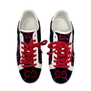 Gucci Ace GG Fabric Sneakers Navy Red Monogram Web Stripe Low Top Women’s 39 thumbnail 3