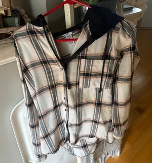 white black and brown hooded light weight flannel rue21 thumbnail 1