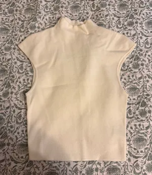 Sleeveless Mock Neck Tank Top Sweater in Cream thumbnail 1