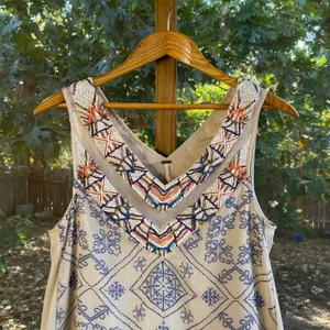 Free People Ancient Mystery Beaded Shift Dress In Tea Combo Size M thumbnail 3