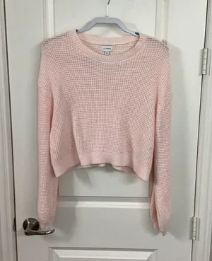 LA Hearts Cropped Sweater In Pink thumbnail 3