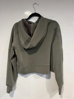 Lululemon Softstreme Keyhole Olive Green Hooded Cutout‎ Sweatshirt thumbnail 5