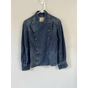 We The Free Denim Jacket XS NWT Structured Military Utility Missing Button thumbnail 3