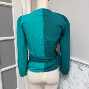 Anthropologie Farm Rio Colorblock Wrap V-Neck Blouse Abstract Geometric Small thumbnail 5