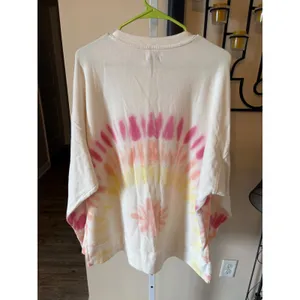 Cabana by Crown & Ivy Women Large Tie Dye Sweeper Sweatshirt Pink Yellow White thumbnail 6