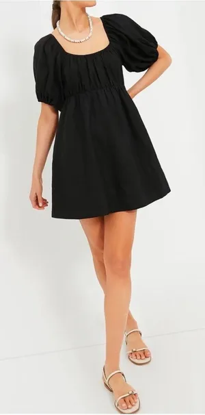 NEW Tuckernuck Pomander Place Black Ares Mini Puff Sleeve Dress Size Medium thumbnail 1
