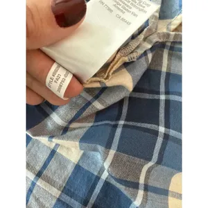 J.Crew Blue White Plaid Puff Sleeve Ruffle Blouse BB286 Womens Large Cotton thumbnail 4