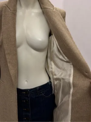 Zara Made in Spain Structured Longline Blazer Coat Beige Tan NWOT Size M thumbnail 6
