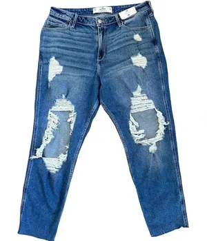 Hollister‎ Women's Cotton Curvy High Rise Mom Distressed Jeans 32 thumbnail 1