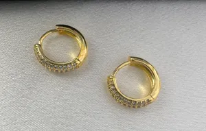 14mm CZ Small Gold Hoop Earrings for Women Men thumbnail 1