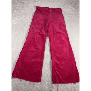 pilcro wide leg crop (29in Inseam) pink‎ corduroy pants raw hem 27 thumbnail 2