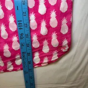 Talbots Womens Pink Pineapple‎ Print Cotton Button Down Shirt Lightweight Large thumbnail 7