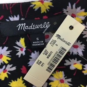Madewell Black French Moody Dark Floral Wrap Long Sleeve Top S NEW thumbnail 9