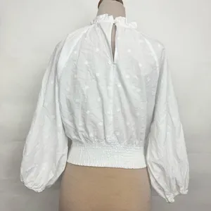 Anthropologie Maeve Maeve Polka Dot Puff-Sleeved Blouse White size 12 thumbnail 3