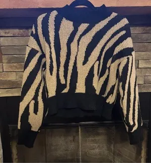 SheIn Brown and black zebra print sweater thumbnail 1