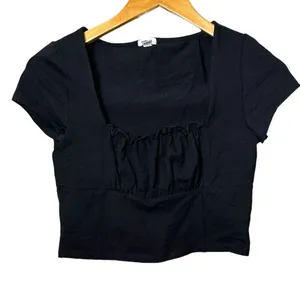 GARAGE Square Neck Corset Style Black Crop Top - Small thumbnail 1