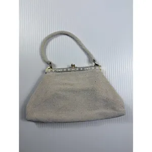Vintage White Micro Beaded Clutch Purse Handmade‎ by Mr. John thumbnail 3