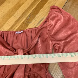 Le Lis Collection Terracotta Pink Satin Tie Front Cutout Mini Dress KD5271 Small thumbnail 2