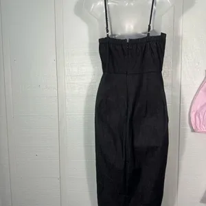 Lulus Black Denim Spaghetti Strap Dress Size Large EUC thumbnail 4