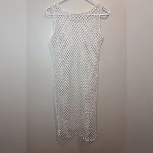 SHEIN Women’s White Fishnet‎ Sleeveless Cover-Up Size S/M thumbnail 2